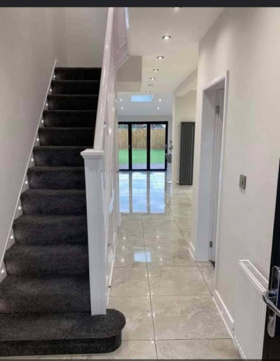Bright finished hallway and staircase
