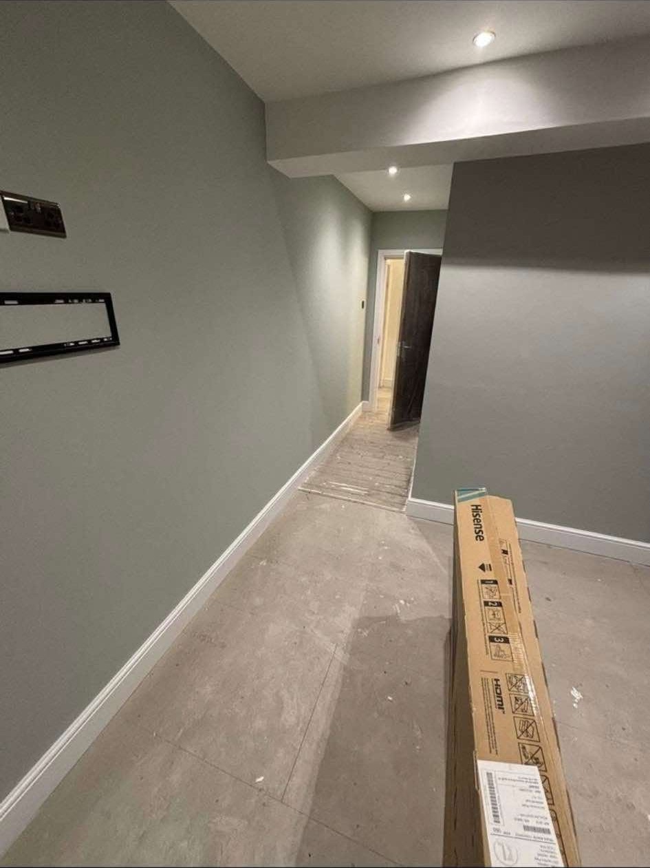 Finished grey hallway