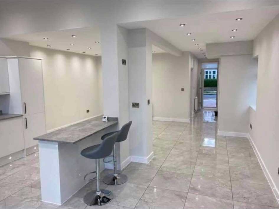Finished open plan kitchen